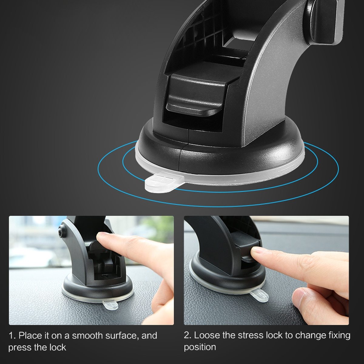 Dashboard Car Phone Holder (360° Rotation, One-Touch Mount)
