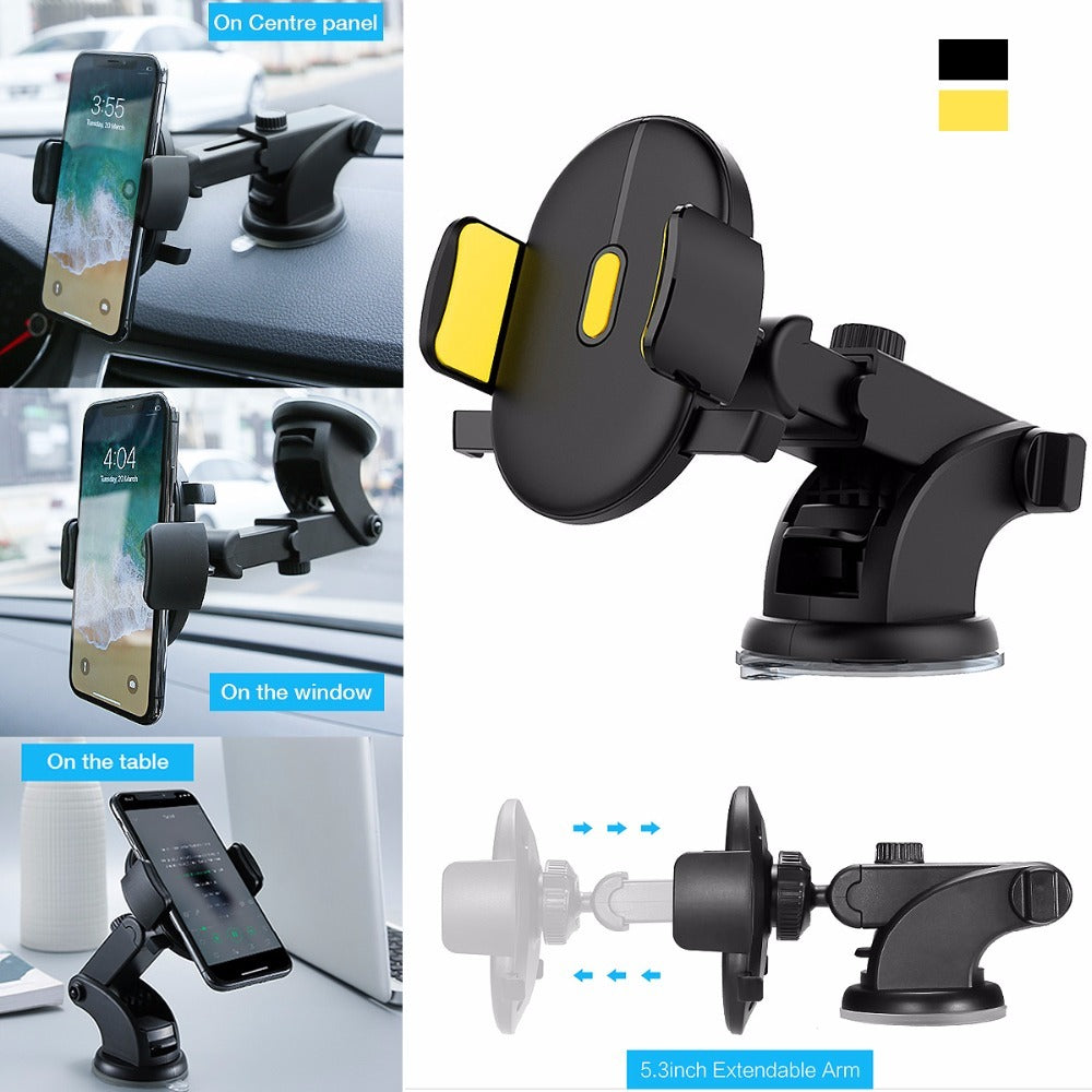 Dashboard Car Phone Holder (360° Rotation, One-Touch Mount)