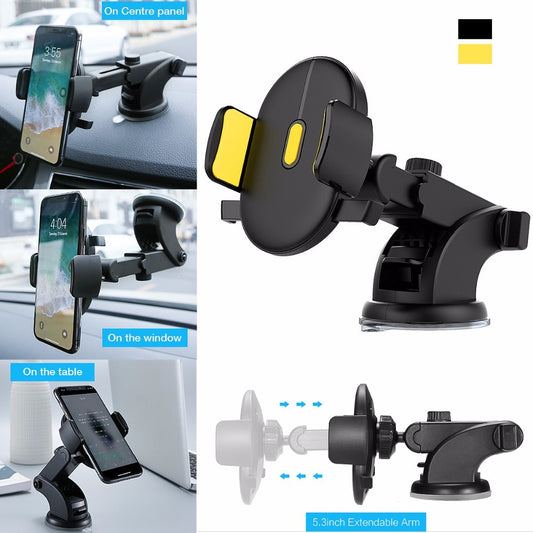 Dashboard Car Phone Holder (360° Rotation, One-Touch Mount)